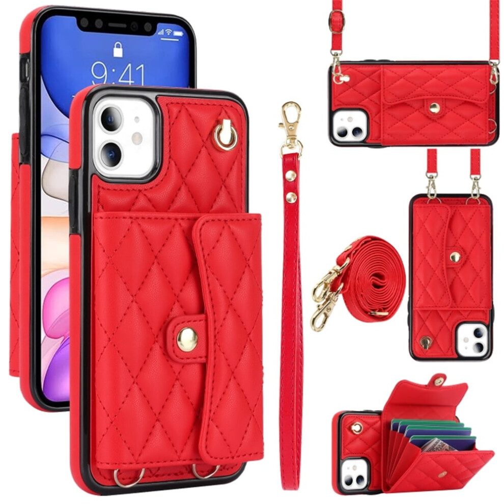 Rfid-Blocking Magnetic Flip Wallet Case For Iphone 11 Red 968604589270