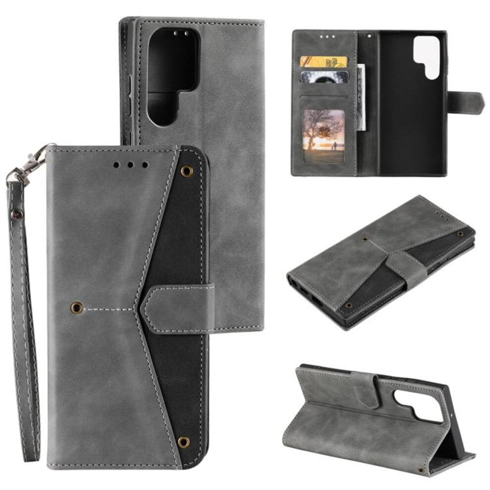 Compatible With Samsung Galaxy S25 Ultra 5G 6.9" Magnetic Flip Wallet CaseâLeather Splicing, Card Slots, Kickstand, Anti-Drop Tpu, Detachable Wrist 9773935349346
