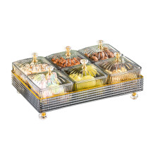 Snack Serving Tray, Divided Serving Platter Plastic Food Storage Organizer for Dried Fruits, Nuts, Candies, Sweet Cookies and Fruits ( Clear )