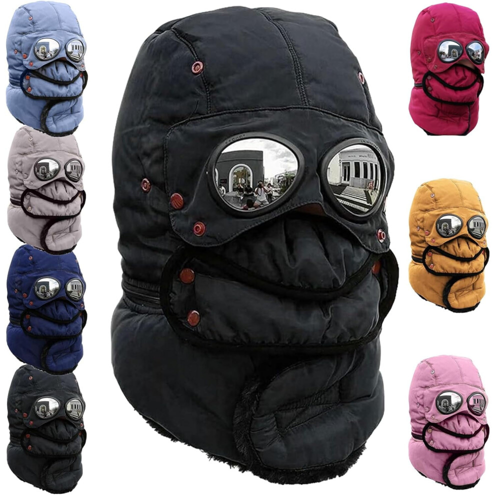 Winter Thermal Trapper Hat With Goggles, Windproof Lining 968604601514