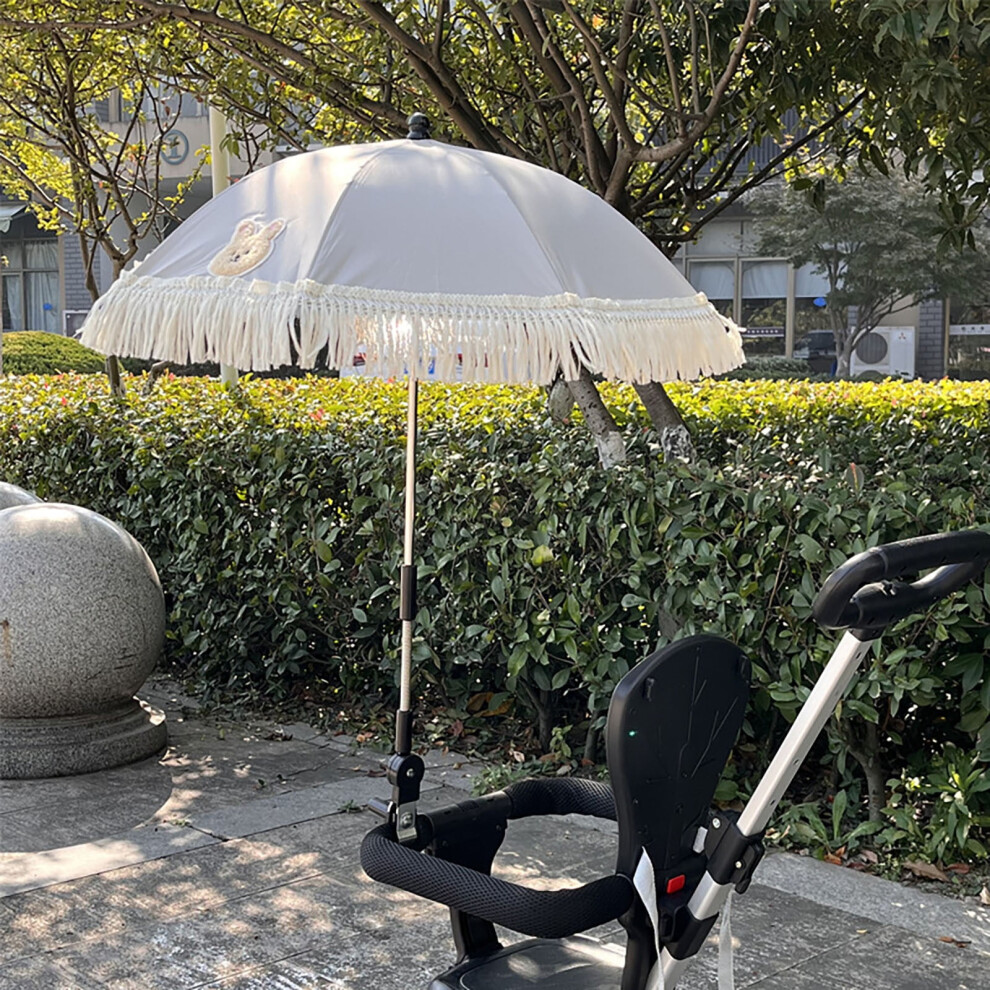 Adjustable Clamp-On Stroller Parasol, UV Protection Sun Shade for Trolley/Wheelchair, Foldable 30" Portable Umbrella