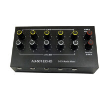 AU-501 5CH Microphone Expander 5 Channel 6.5mm Microphone Mixer Multi-Channel Input Expander Hub 5 in 1 Out Rechargeable