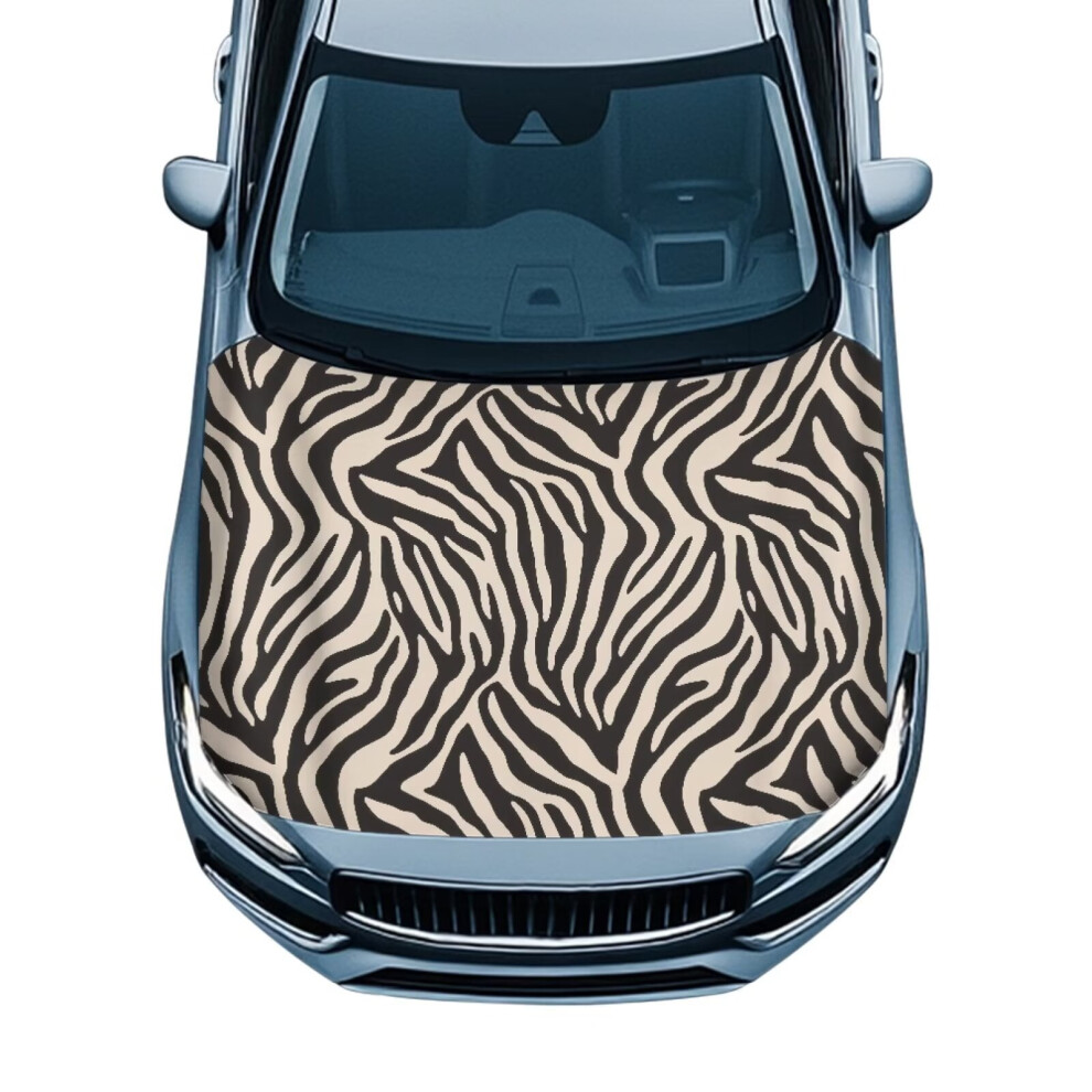Waterproof Elastic Zebra Stripe Car Hood Cover Â Stretch Polyester, Removable, Compatible With Most Cars 9357860059107
