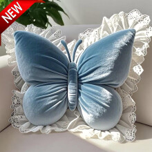 Butterfly Pillow Decorative Butterfly Shaped Throw Pillows 17.7" x 15.7" Cute Plush Cushion Velvet Decor for Bedroom Living Room Sofa Couch, Blue