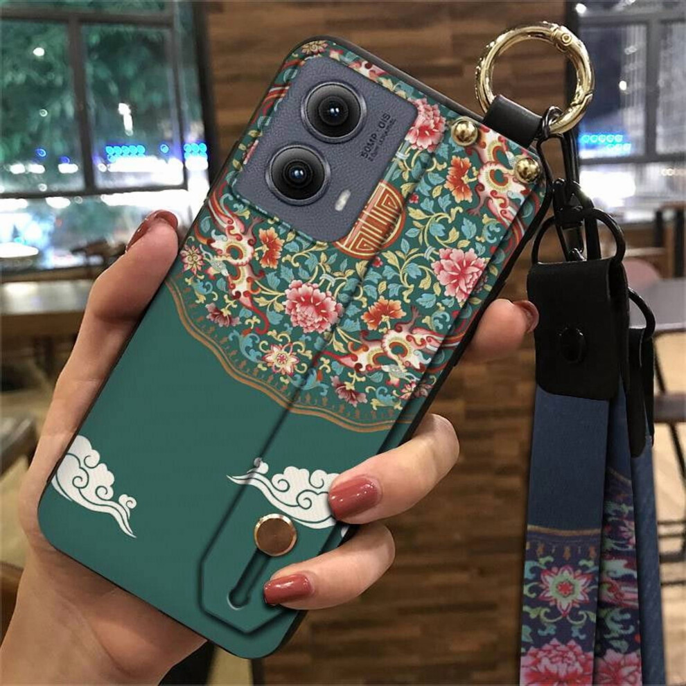 Moto Edge 5G 2024 Phone Case Â Silicone Shockproof Anti-Knock Case With Wristband, Ring Holder & Lanyard, Chinese Style 9357860061254