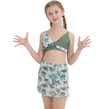 Girls Tropical Print Swimsuit Set 3 Pieces