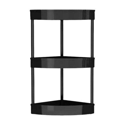 Corner Shelving Unit Plastic 3-Tier 22"x10.2" Black