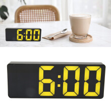 Digital Alarm Clock with Temperature Display Black 12/24H USB/Battery powered