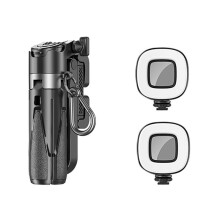 Trépied Selfie Stick P15, Poignée Extensible pour Téléphone avec Télécommande Amovible pour Photographie Vlog avec 2 Lumières.