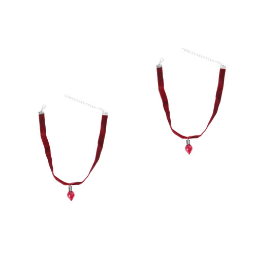 2Stk Halskette Mit Samtband Schwarze Damen Schmuck 2