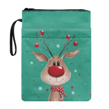 Deer Pattern Book Sleeve 11.4x8.66", Handle, Vintage Retro Book Cover Pouch for Librarians & Women – Compatible with Standard Hardcover Books