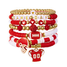 Voetbalfanarmband – Unisex stapelbare sportbedel,
