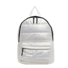 Women's Large Capacity Metallic Quilted Puffer Backpack Travel School Adjustable Shoulder Bag with Zippered Multi Pocket