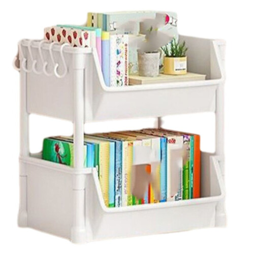 2-Layer Household Snacks Storage Bookshelf, Trolley Storage Rack, Storage Rack Kitchen Fruit and Vegetable Basket 1