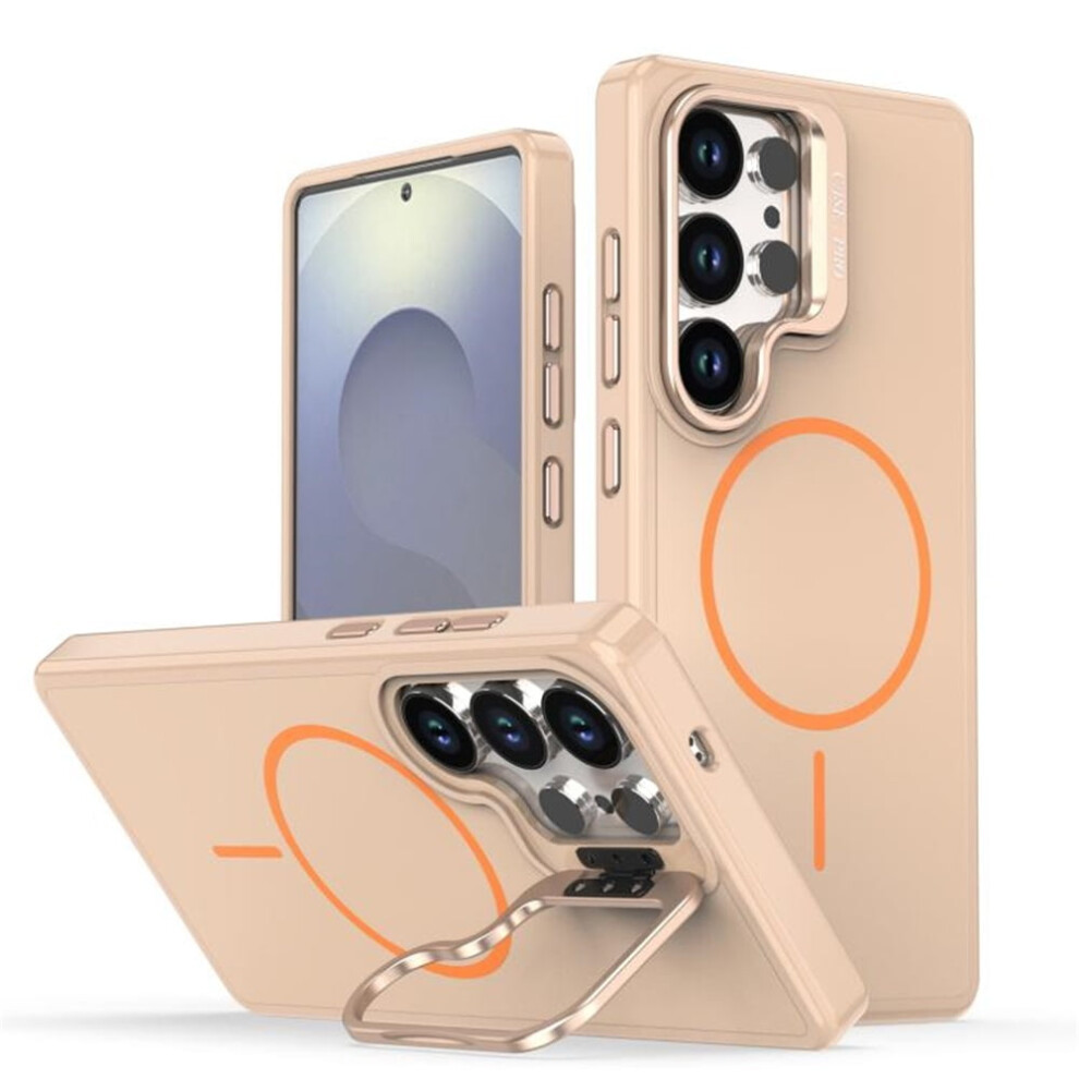 Slim Frosted Tpu Case For Samsung Galaxy S25 Ultra 5GâCompatible With Magsafe, Metal Camera Protection & Kickstand Orange 9180479350446