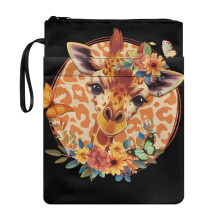 Giraffe Floral Pattern 1pcs Book Club Gifts Book Covers 11.4 Inch X 8.66 Inch Polyester Fabric Book Cover Sleeve Pouch Book Cover Carrying Case