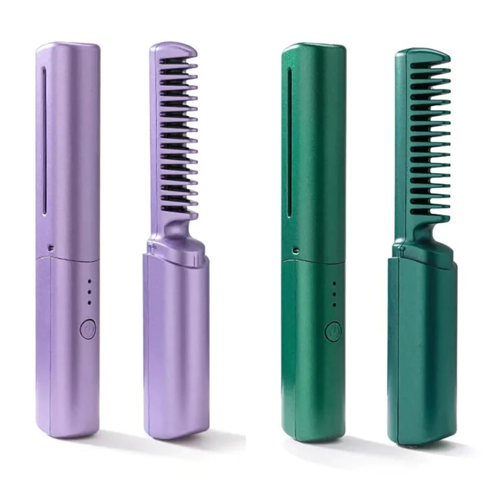 Unisex Ceramic Hairdressing Comb, 2-In-1 Usb Rechargeable Cordless Styler, 3 Heat Settings (130Câ180C), For Straightening & Frizz Control Â