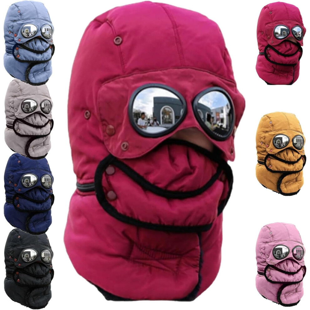 Winter Thermal Hat With Glasses, All-In-One Trapper Hat And Goggle Set, Windproof Thermal Lining For Motorcycle, Ski, And Snow Sports Enthusiasts 9180479770077