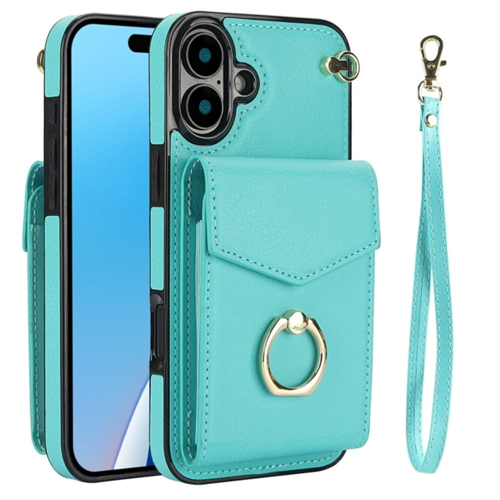 Pu Leather Wallet Case For Iphone 16/16 Plus Green 939152692477