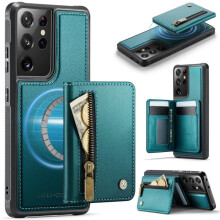 Compatible with Samsung Galaxy S21 Ultra 5G: MagSafe 2-in-1 PU Leather Wallet Case with RFID Blocking, Ring Holder, Kickstand & Magnetic Protection