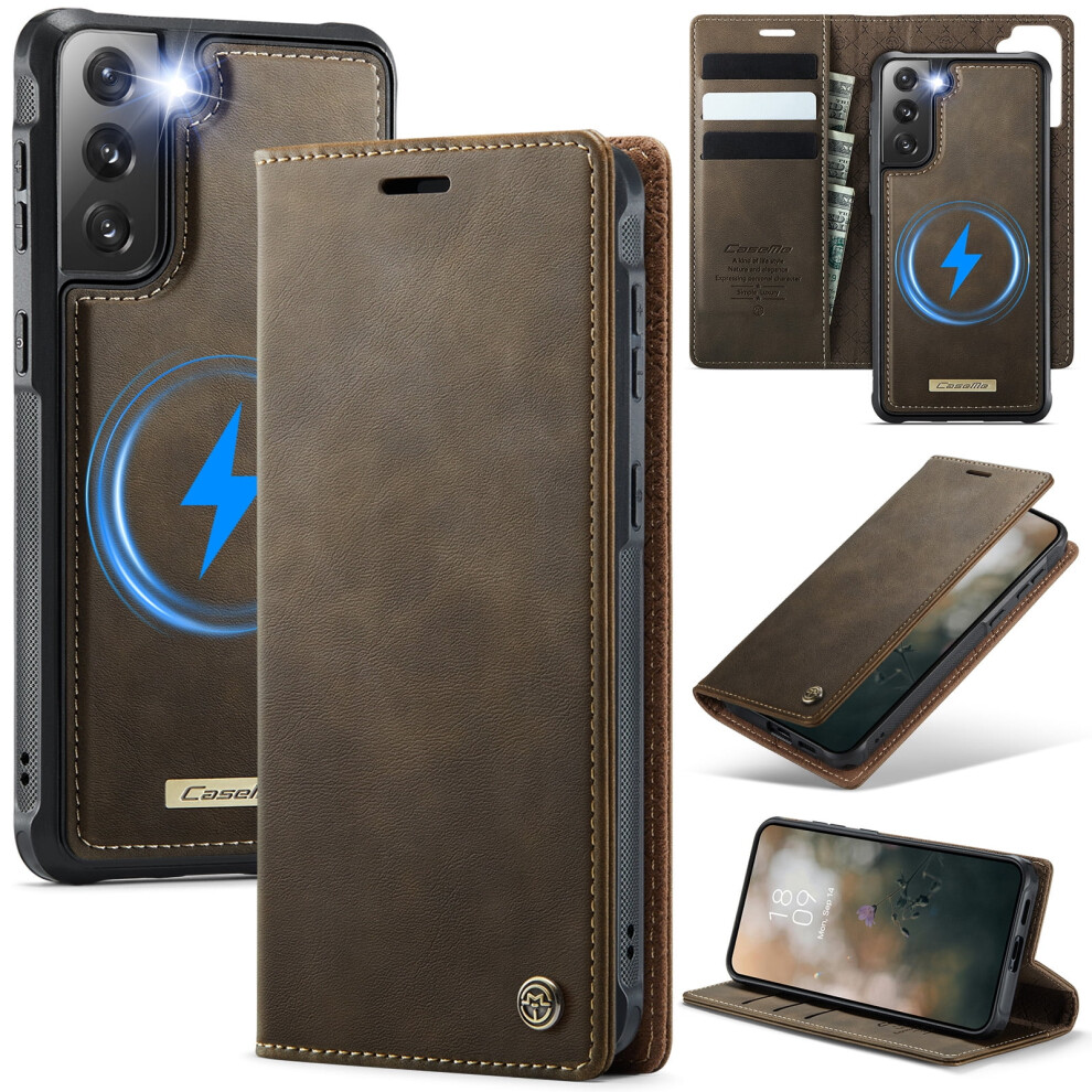 Caseme Wallet Case For Samsung Galaxy S21 Coffee Pu Leather 939152693559