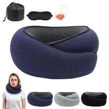 Travel Neck Pillow – Memory Foam U-Shaped, 360 Comfort, Stowable with 3D Eye Mask, for Kids & Adults, Compatible with Airplane Use