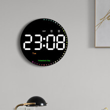 Lydløst digitalt vægur med fjernbetjening, 25 cm, sort