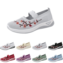 Willtoo Orthopedic Shoes for Women Slip on Walking Shoes Nurse Shoes Embroidered Arch Support Wide Width Work Sneakers Gray 5.5 Wide