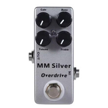 Gitarreffektpedal Overdrive 4 Lägen Effektpedalbord Silver för Effektprocessorer Tremolo Ljudmixer