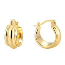 Chunky Gold-Plated Hoop Earrings Women Hypoallergenic 925