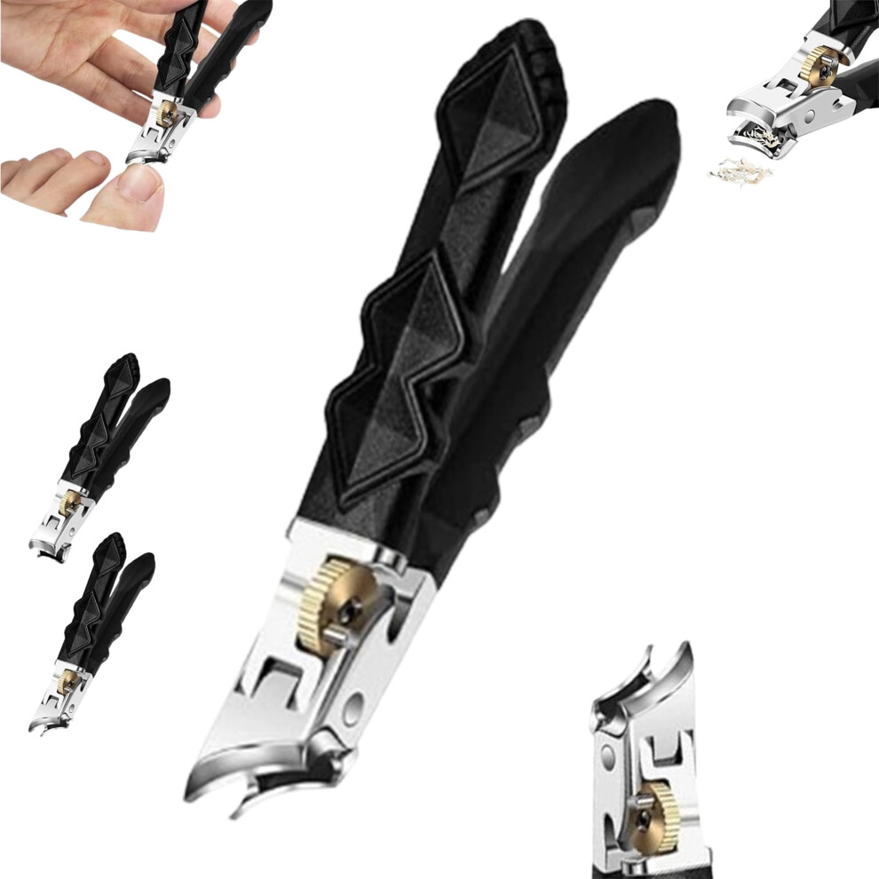 Long Handled Ergonomic Curved Nail Clippers, Wide Jaw Thick Toenail Clippers for Seniors, Splash-Proof, 180 Wide-Mouth Bite