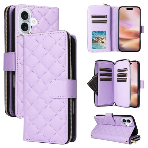 Magnetic Flip Wallet Case for iPhone 16 Plus Purple