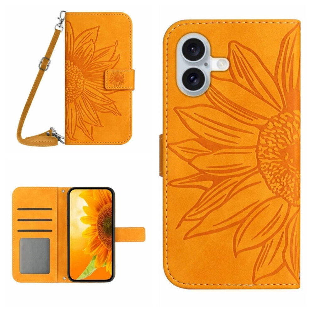 Sunflower Embossed Pu Leather Wallet Case For Iphone 16 6.1" 939152712632