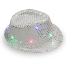 LED-es Fedora Kalap Csillámos Flitterekkel – 1 db-os Csomag