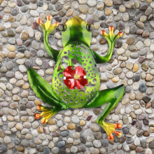 Metalen gekko wanddecoratie, handgemaakte roestvrije decoratie voor uw buitenparadijs, levendige kleuren, ijzer + gebrandschilderd glas, perfect voor