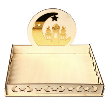 Eid Serving Platters For Arabic Motif Storage Trays, Festive Food Presentation Trays For Wooden Multifunctional Trays, 35.8*25.9*21.7cm