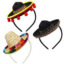 Mexican Theme Party Hats, Festival Decorations And Props For Cinco De Mayo Fiesta Headbands, Sombrero Hat With Headband, Multi-Pack Party Costume