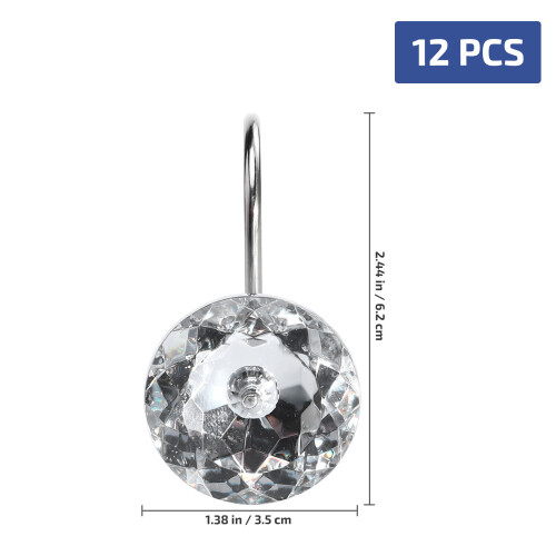 Curtain Hooks Shower Hooks Rhinestone 12pcs 6.2x5cm 1