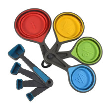 Foldable Silicone Measuring Cups and Measuring Spoons Set, Measuring Spoons for Cooking Baking Dosing Dosing Aid