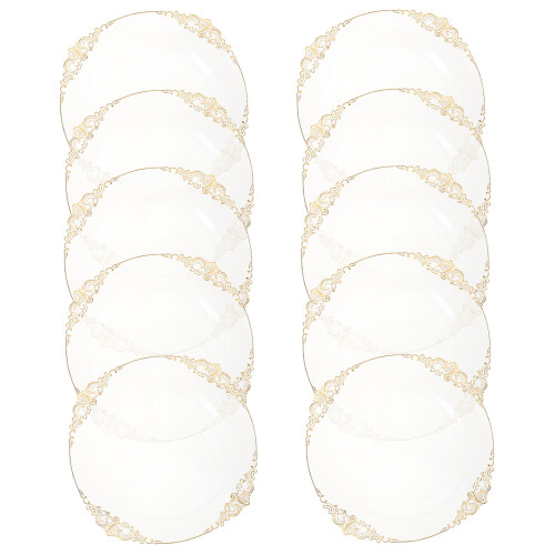 20Pcs Clear Dinner Gold Rimmed Party 2