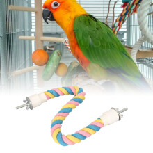 Colorful Cotton Rope Parrot Perch, Bendable Climbing Toy for Cockatiels & Parrots