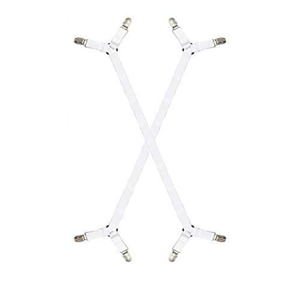 2Pcs Adjustable Elastic Suspenders Gripper Holder Straps Clip For Bed Sheets Mattress Covers Sofa Cushion(White) 6033107921217