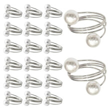 Paquet de 20 Ronds de Serviette en Argent, Ensemble de Ronds de Serviette en Perles, DéCorations de Table de Porte-Serviettes à Ressort en MéTal,