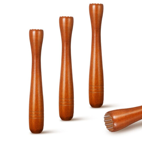 Muddler de Madeira de 3 PeçAs para CoquetéIs, Muddler de Coquetel de 7,7 Polegadas de Comprimento Mojito Muddler Bar Triturador de Gelo de Madeira