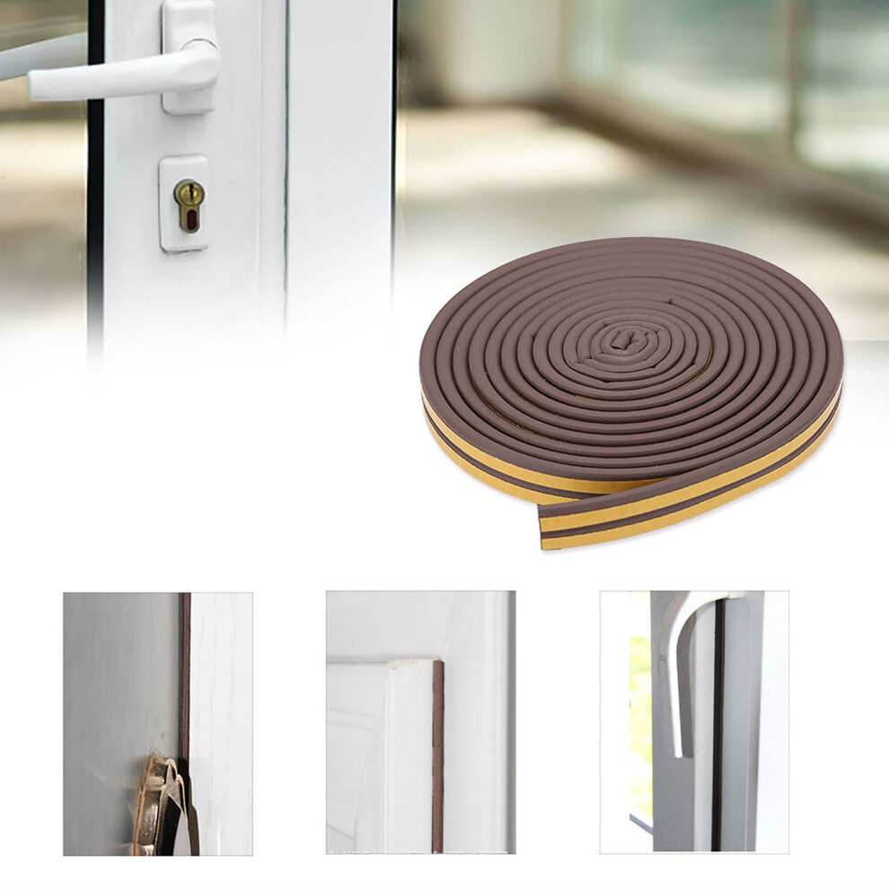 Self-Adhesive 5M Soundproof Door Window Seal Strip 9*6Mm Brown 9431389360149