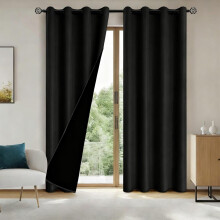 Cortinas de poliéster pongee laminado, estilo perfurado, com bloqueio de luz, ideais para quarto. Proteção solar concisa, isolamento térmico e