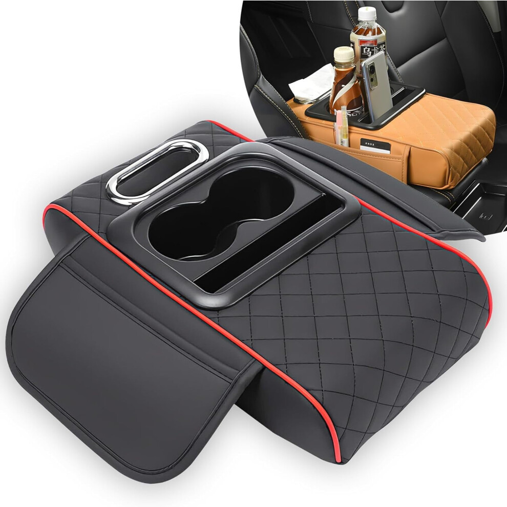 Multifunctional Car Armrest Box With 2 Side Pockets & 2 Cup Holders, Ergonomic Memory Foam Console Organizer Â Compatible With Most Cars And Suvs 9551475456133