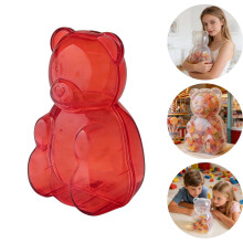 Pot transparent en plastique pour bonbons gélifiés rouges (1 pièce)