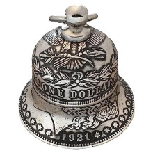 Campana del Dollaro D'Argento , Campana a Mano in Metallo, Jingle Bells Artigianali Vintage,  Jingle Bells,  Campanelle Sospese