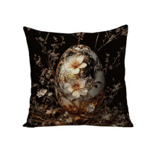 Capa de Almofada Decorativa de Páscoa 45x45cm com Estampa de Coelho em Estilo Fazenda e Efeitos Visuais 3D. Feita em Poliéster de Pelo Curto.